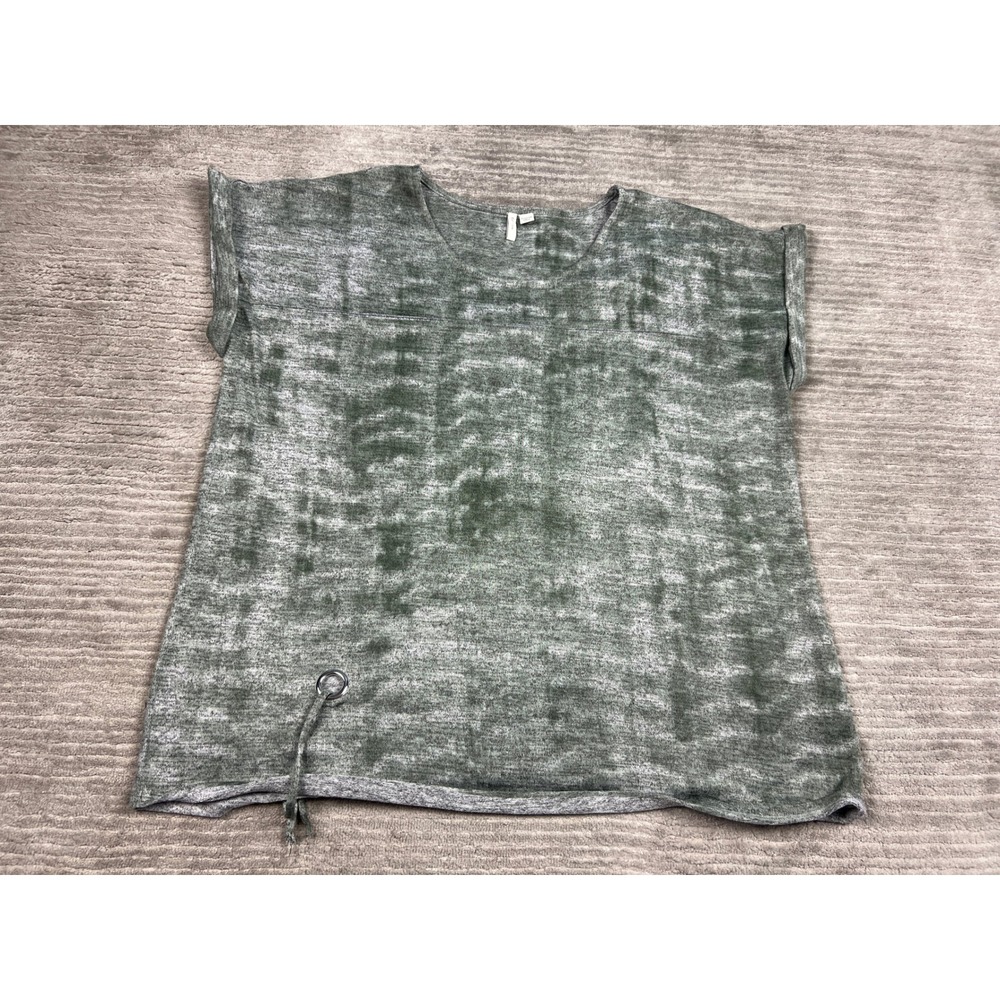 Est. 1946 T-Shirt Women 18/20W Green Space Dye Short Sleeve Cuffed Relaxed Top